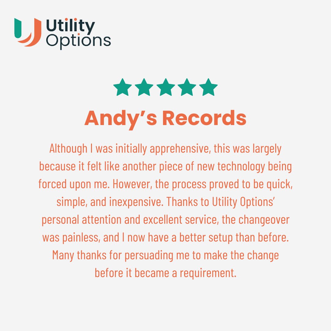 UtilityOptions's tweet photo. We love turning apprehension into confidence — thanks for the lovely feedback, Andy!

To review your systems and ensure continuity, get in touch with Utility Options today.

https://t.co/Jez9rKaXzR

#FamilyRunUtilityOptions #SmallBusinessSolutions https://t.co/gywklHVsof