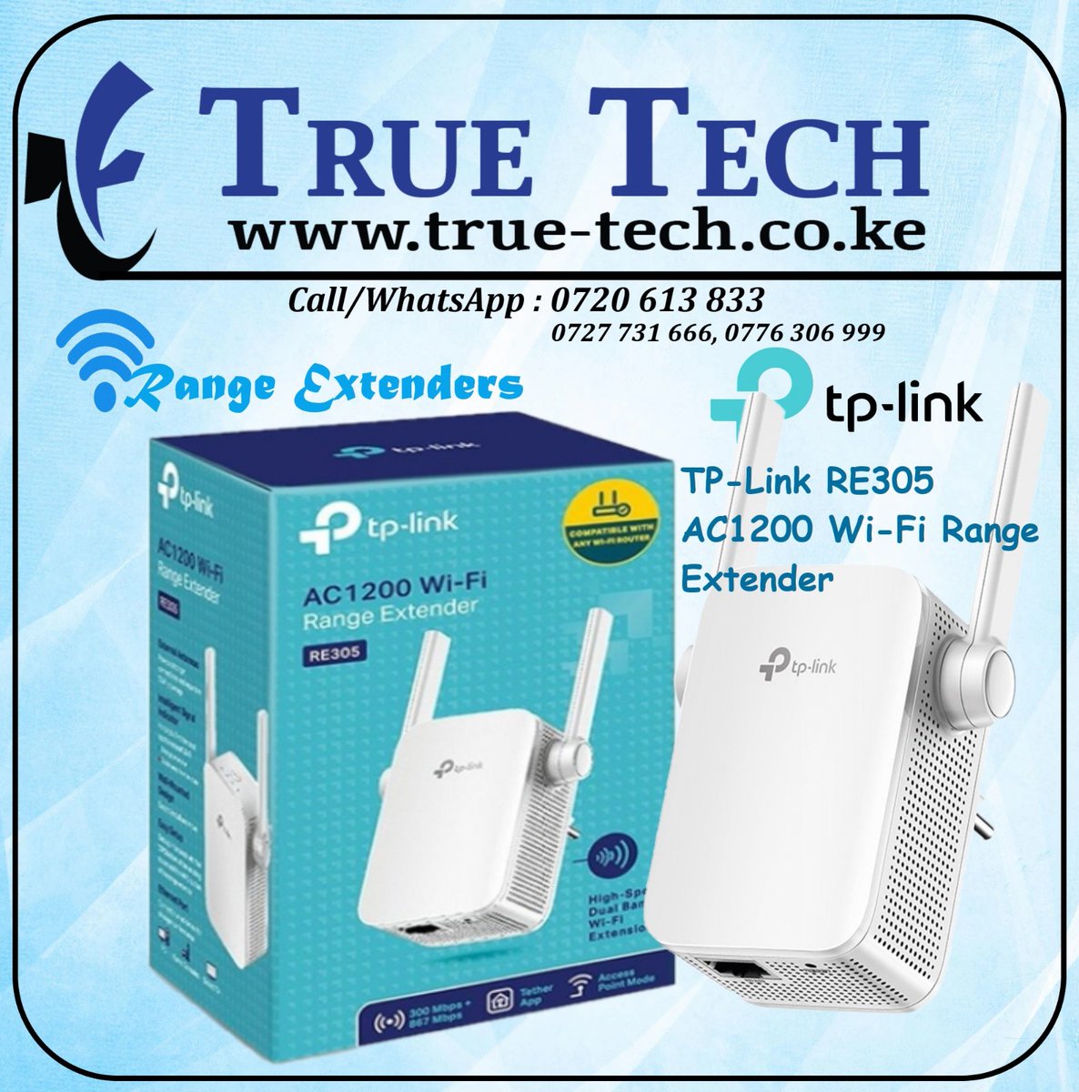 True_Tech_Kenya's tweet photo. TP-Link RE-305 AC1200 Wi-Fi Range Extender

https://t.co/GmQrcqNzNB
Call/Whatsapp 0704370420 or 0720613833 https://t.co/66jJFe4mAU