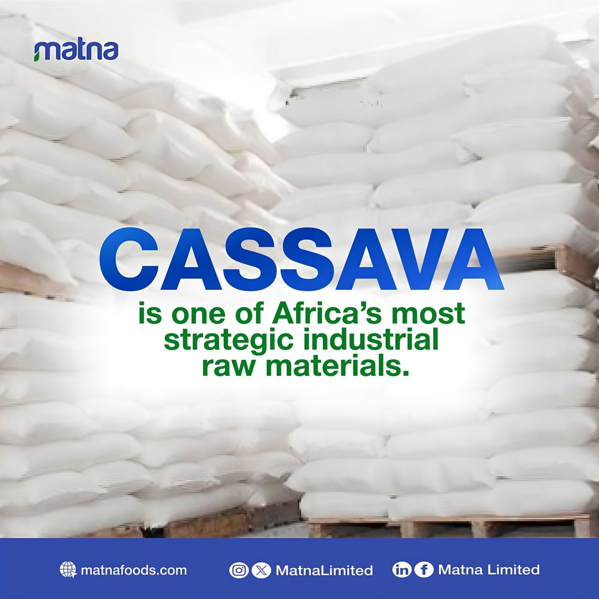 MatnaLimited's tweet photo. Cassava is one of Africa’s most strategic industrial raw materials. 

Matna Foods process cassava into food-grade starch and industrial ingredients that serve multiple sectors and industries.

#CassavaIndustry #ValueAddition #Matna https://t.co/mdxLF1SPqP
