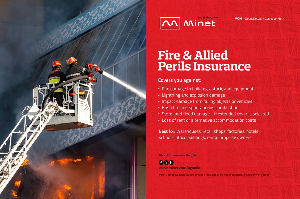 minetuganda's tweet photo. Protect your business from unexpected fires, explosions, and lightning strikes.

Contact Minet Uganda today to secure your future.

CALL: +256-312-229-200 or +256-200-529-200
EMAIL: info@minet.co.ug
#MinetUganda #SecureTomorrow #FireInsurance https://t.co/l1oCOrSkRw