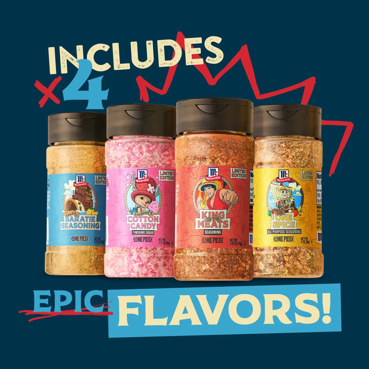 The Limited Edition One Piece x McCormick Spice Kit is available for preorder at <a href="/McCormickCorp/">McCormick Corporate</a>!

mccormick.com/pages/onepiece…

$25.99. Limit 1

Shipping begins June 1, 2026

#OnePiece