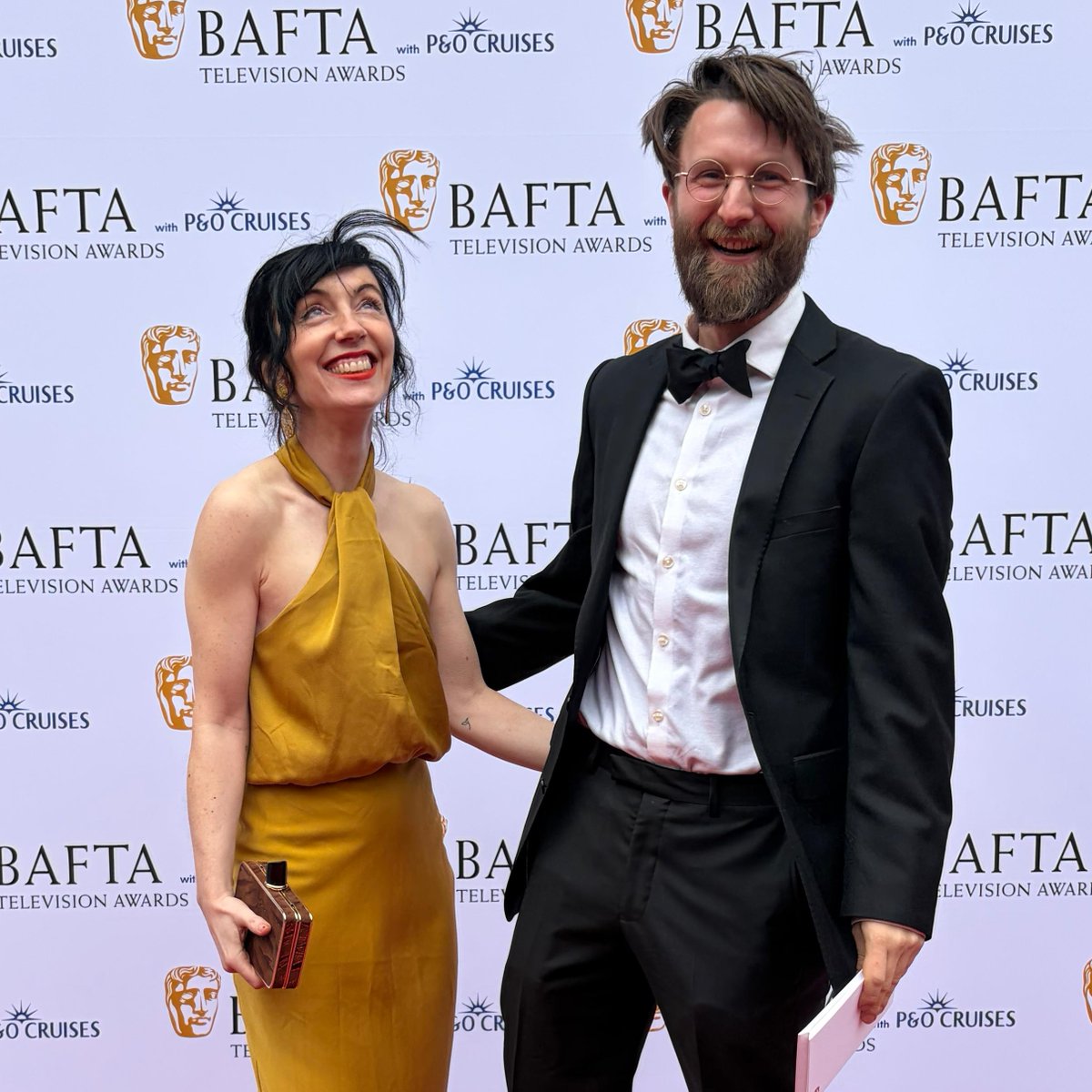 theatreship's tweet photo. Such a treat for @inigo_lapwood  and Natalie Hill to be flying the @theatreship flag at last night's @BAFTA  awards.

Lovely to see the official pics (plus the slightly more chaotic behind-the-scenes reality) https://t.co/ahcC5wKdSB