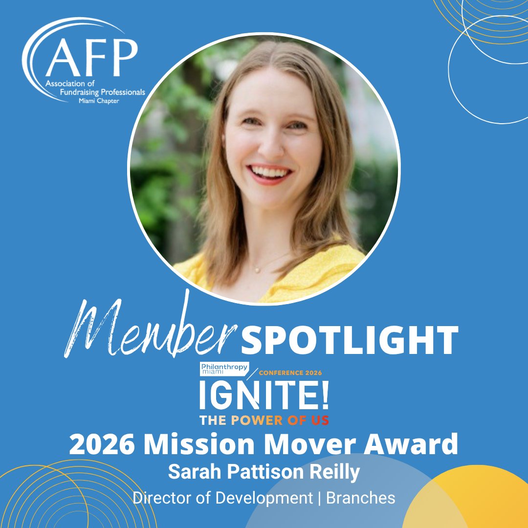 AFPMiami's tweet photo. Congratulations to Sarah (Pattison) Reilly!
The "Mission Mover" award is a new honor introduced by @philanthropymia that celebrates nonprofit professionals who foster social change from within. This award is a key highlight of the annual IGNITE! event.
#AFPMiami #MemberSpotlight https://t.co/TttTbhwtKN