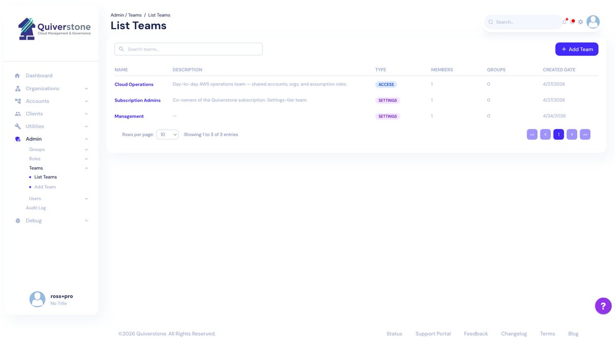 QuiverstoneIO's tweet photo. Quiverstone v1.3.0 ships full team access management: invite users by email, gate AWS role visibility by Group, enforce seat limits by tier — all server-side. Enterprise-grade access control for AWS consultancies. https://t.co/Keijzf9RbG
#AWS #AccessManagement #RBAC #DevOps #MSP https://t.co/iU3dKE0V70