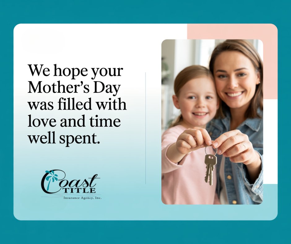 CoastTitle's tweet photo. 💐 We hope your Mother’s Day was filled with love and time well spent. From all of us at Coast Title, here’s to the people who’ve guided us home. 

#MothersDay #CoastTitle #Gratitude https://t.co/a7Zw1V4qyz