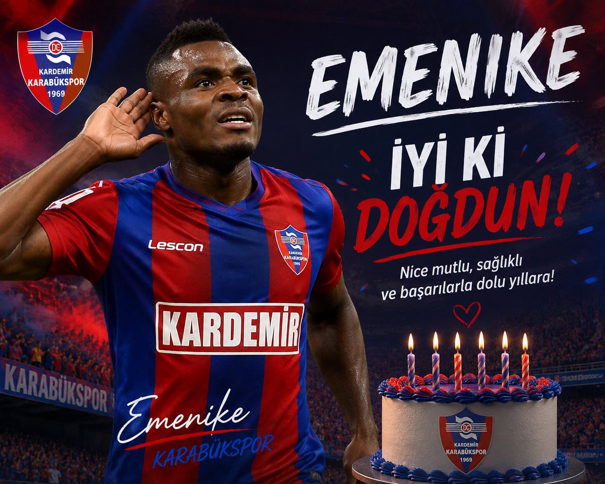 KRBSPORoffical's tweet photo. @k_karabukspor Happy BirthdayWishing you a day full of happiness and a year filled with success Once a Karabükspor fan, always a part of the familyPassionStrengthLegend #emenike https://t.co/32Ow5m7JOx
