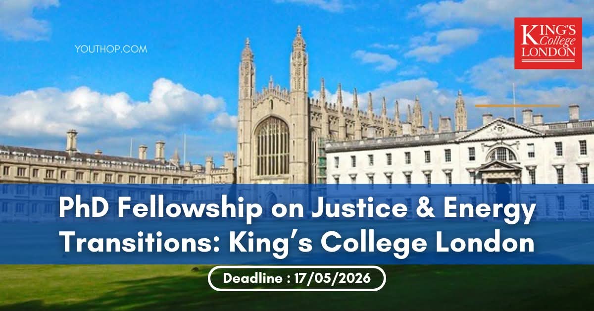YOpportunities's tweet photo. Ready for your PhD era? 💎✨
@KingsCollegeLon is offering a fully funded PhD on Justice &amp; Energy Transitions! 🌍🌿
💰 £23.8k/yr stipend + fees covered
✈️ Fieldwork in Ghana, Chile, or Australia
⏳ Deadline: May 17, 2026
Apply now: https://t.co/xdLsMW0OLa https://t.co/5X2DrnPebT