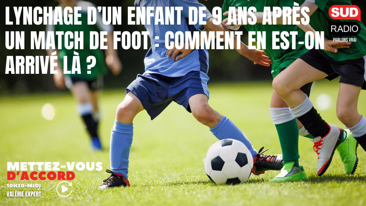 SudRadio's tweet photo. ‼️  Lynchage d’un enfant de 9 ans après un match de foot : comment en est-on arrivé là ?

🎙️  Revivez ce débat enflammé avec nos invités du jour
@SdeMenthon, @MehdyR7, @jeromedubus et @mbaccialone au micro de @valerie_expert :
https://t.co/fcuzQax1Ir https://t.co/px8Bgdypt4