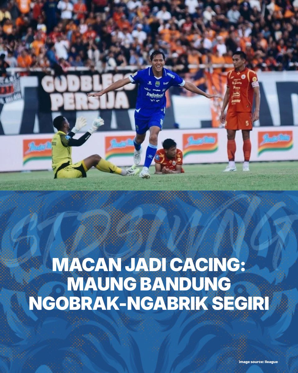 stdnsiliwangi's tweet photo. MACAN JADI CACING! 🦁🪱
Persib hasil ngobrak-ngabrik Segiri! Brace Adam Alis & taktik maut Pak Bojan nyieun Perjisa TKO. Sésa 2 final deui nuju Hattrick Juara! 🏆🔥
BACA FULL ANALISISNA DI https://t.co/1hEV6G9IXx
#stdsiliwangi #LaporanPandanganMata #Persib #PersibDay https://t.co/wRhaNOTvf7