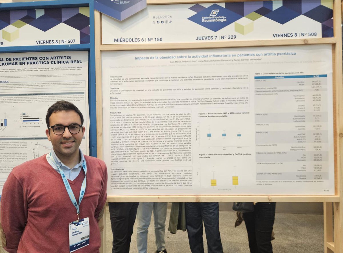 AGSSurSevilla's tweet photo. 🩺Amplia participación de @ReumaHUValme en #SER2026
Presentados trabajos de interés sobre #LupusEritematoso #ArtritisPsoriásica #EsclerosisSistémica #SíndromesRenopulmonares #ACG

#SomosValme https://t.co/XS1a9O41ep
