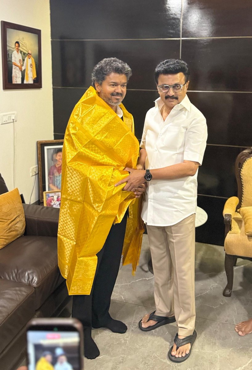JUST IN | Tamil Nadu CM Vijay visits former CM DMK's MK Stalin at his ...