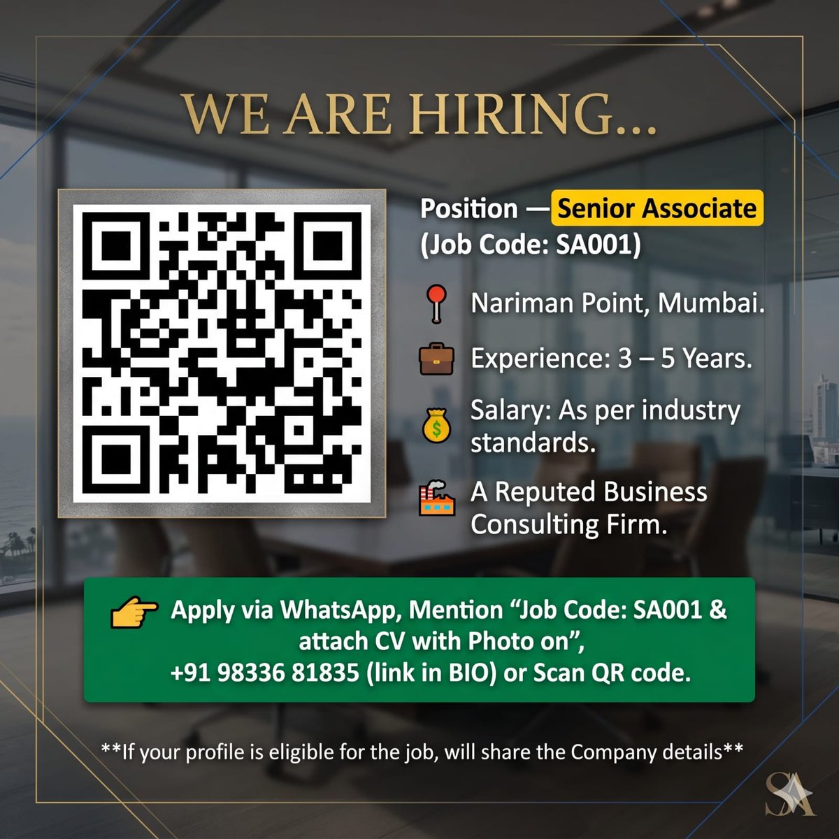 slz1964's tweet photo. https://t.co/u9mIyGKeIc.

#SouthMumbaiJobs.
#MumbaiJobs.
#FinanceJobsMumbai.
#LegalJobsMumbai.
#SeniorAssociate.
#HiringSeniorAssociate. https://t.co/k7agI1s49I