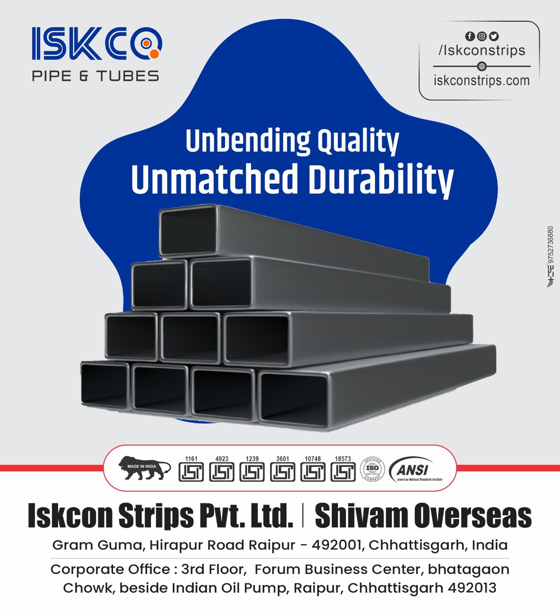 IskconStrips's tweet photo. The epitome of unbending quality and unmatched durability.

Invest in quality and strength with our mild steel pipe - the ultimate choice for your construction needs.

#MS_Pipe_and_Tubes #MS_Pipe #MS_Tubes #Galvanisedpipe #gipipe #galvanizedpipe #Quality #MS #Best_Quality https://t.co/bkRFPVLYxP