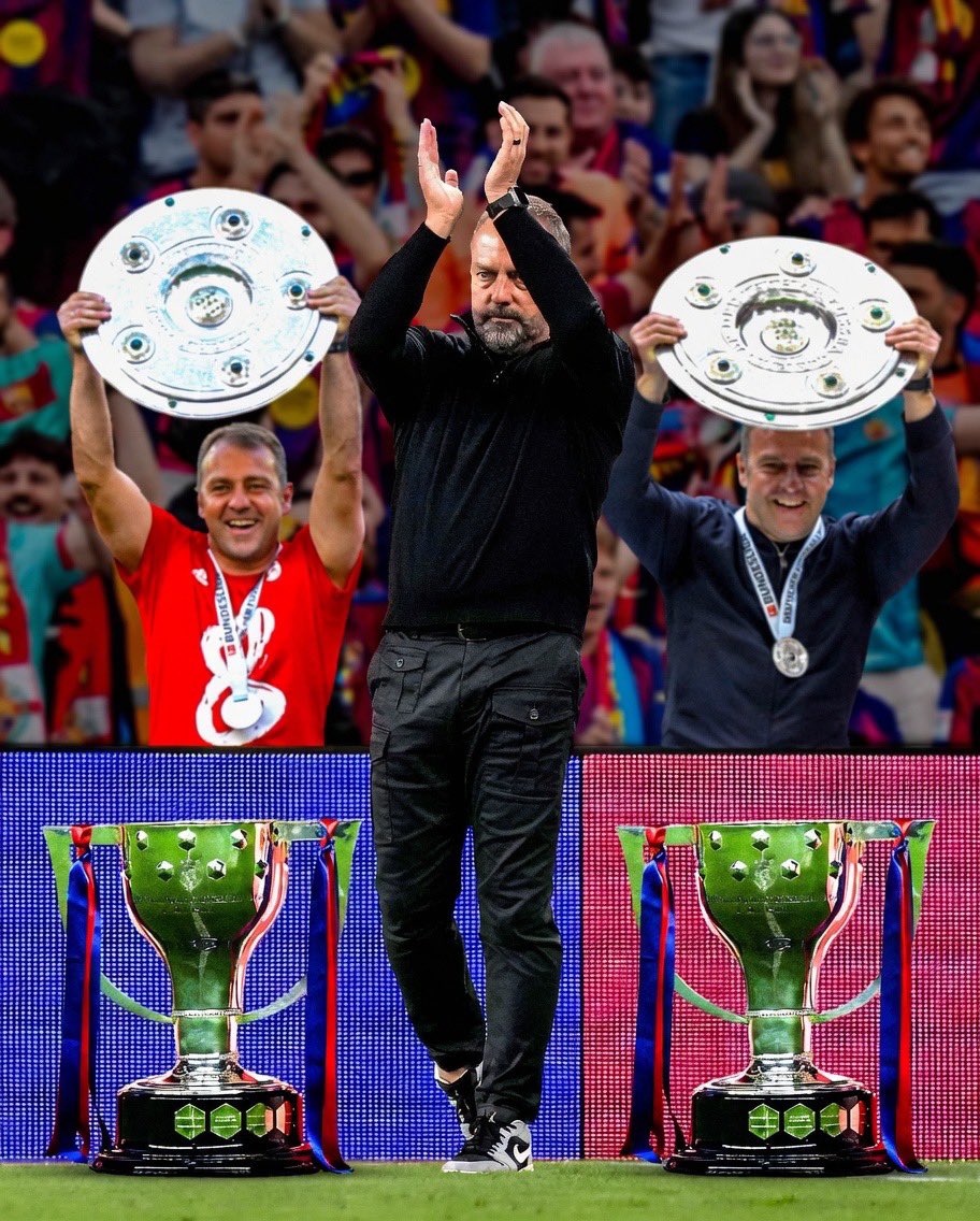 Pitch_Insight's tweet photo. @FabrizioRomano 🏆 FC Barcelona ARE CHAMPIONS OF SPAIN 🔴🟡

29th LaLiga title secured 👑

🏆 3 league titles in 4 years  
🏆 Back-to-back champions  
👨‍🏫 Hansi Flick has now won the league EVERY season he’s coached at top level 🤯

2019/20 🇩🇪🏆  
2020/21 🇩🇪🏆  
2024/25 🇪🇸🏆  
2025/26 🇪🇸🏆 https://t.co/nKXlFrQfe0