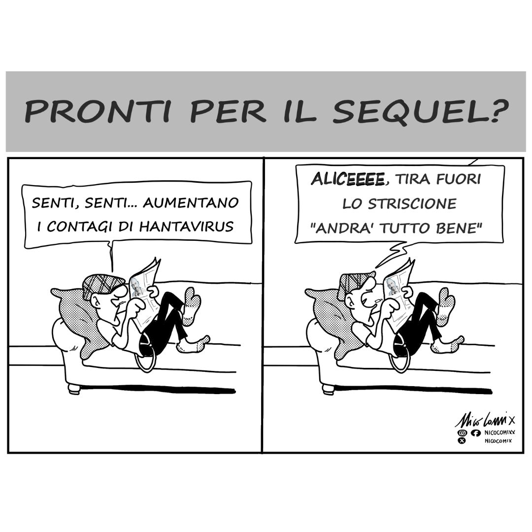 nicocomix's tweet photo. piccolo omaggio a "Carlo e Alice" (Andy Capp)
Siete pronti per l'Hantavirus? Iniziamo a cercare mascherine, riesumiamo lo striscione "andrà tutto bene", e a sorbirci trasmissioni con infettivologi e negazionisti.  
#Nicocomix #hantavirus #covid #topi #ratti #contagi https://t.co/svznsu2qvw