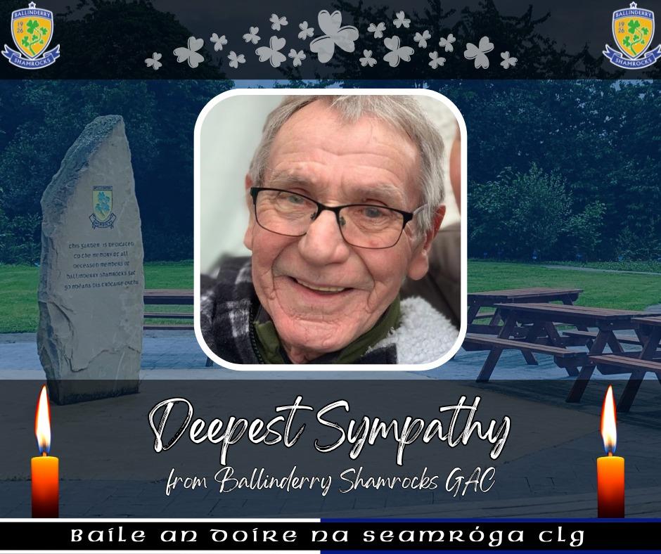 BallinderryGAC's tweet photo. We are deeply saddened to learn this morning of the passing of Malachy Ryan, brother of Dessie and father of Roisin Egan, grandfather of our minor and senior player Aimee and youth footballer Rhys. https://t.co/VTu4VJ9lCg