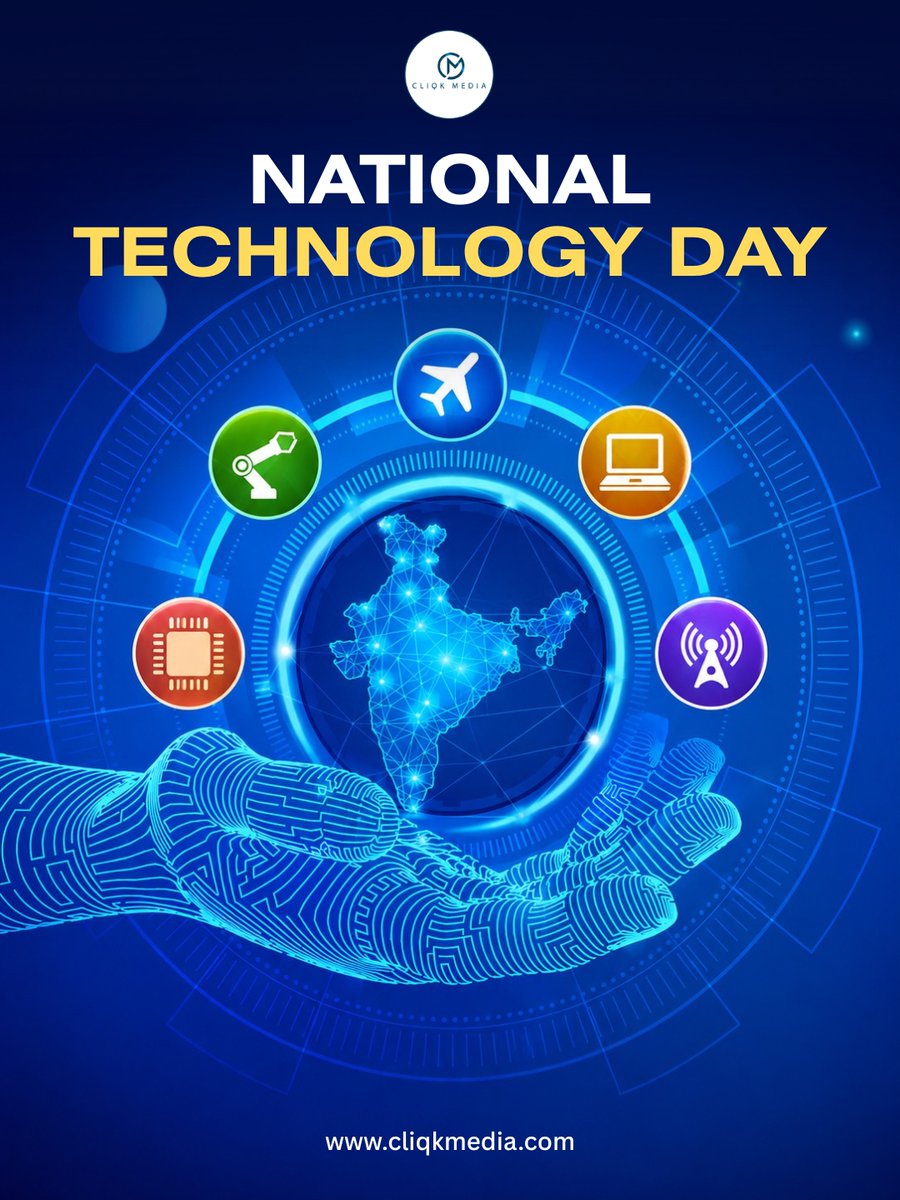 CliqkMedia's tweet photo. Technology changed how we connect.
Digital marketing changed how brands grow 🚀
This #NationalTechnologyDay, celebrating the power of AI, creativity &amp; smart strategies that turn clicks into customers ✨💻

#DigitalMarketing #Innovation #AI #Branding #BusinessGrowth https://t.co/T330Pc4A2u