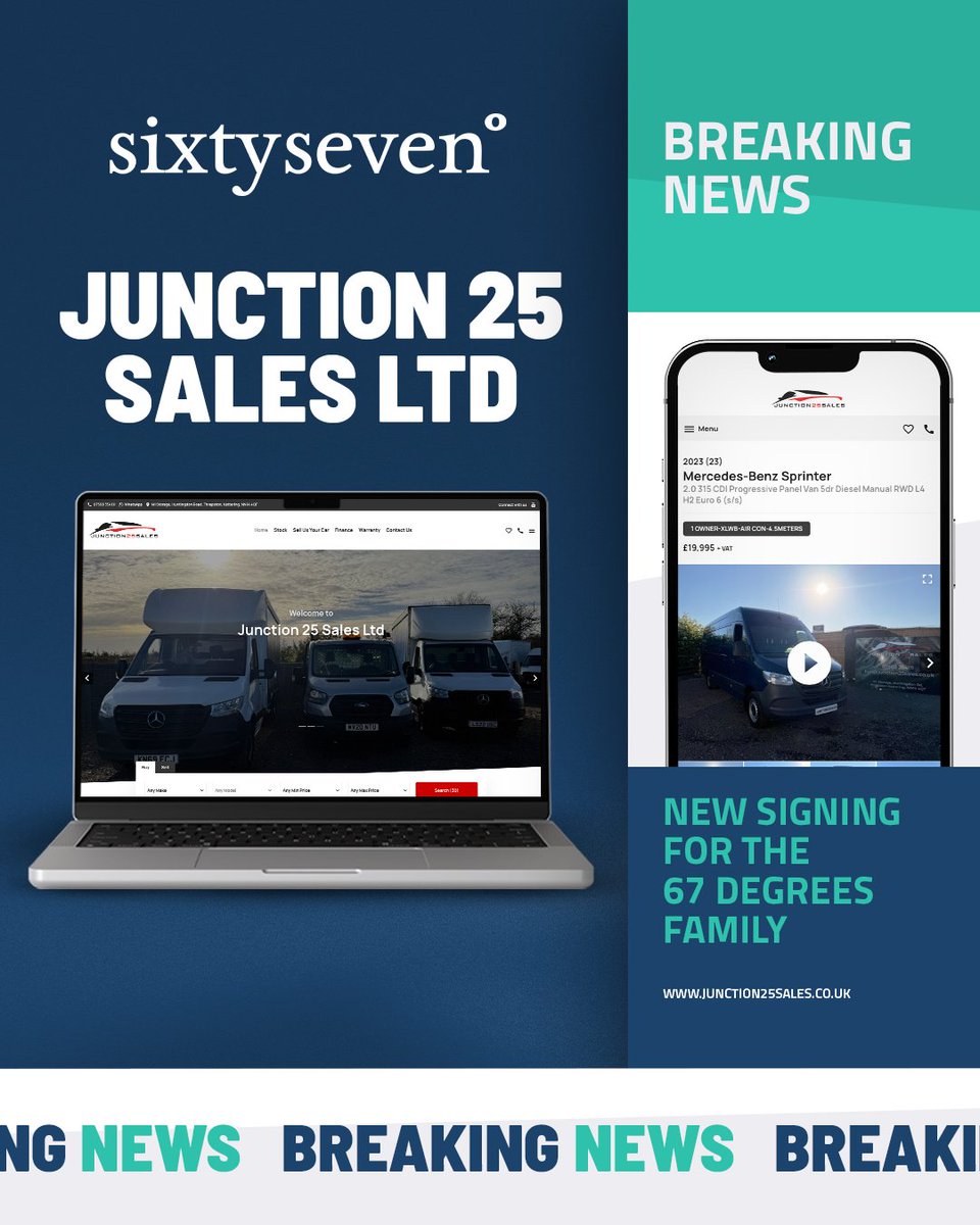 67degreesuk's tweet photo. New websites are now live with us! Welcome to the 67 Degrees family, Les Rayner Fox Hunters, The Motor Buyers, Close Car Sales, and Junction 25 Sales 📈

With seamless finance integrations from @Codeweavers_Ltd and iVendi, this website is built for success. https://t.co/P3bUdQiTRr