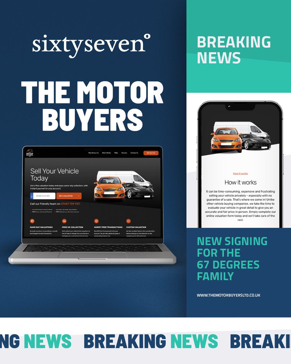 67degreesuk's tweet photo. New websites are now live with us! Welcome to the 67 Degrees family, Les Rayner Fox Hunters, The Motor Buyers, Close Car Sales, and Junction 25 Sales 📈

With seamless finance integrations from @Codeweavers_Ltd and iVendi, this website is built for success. https://t.co/P3bUdQiTRr