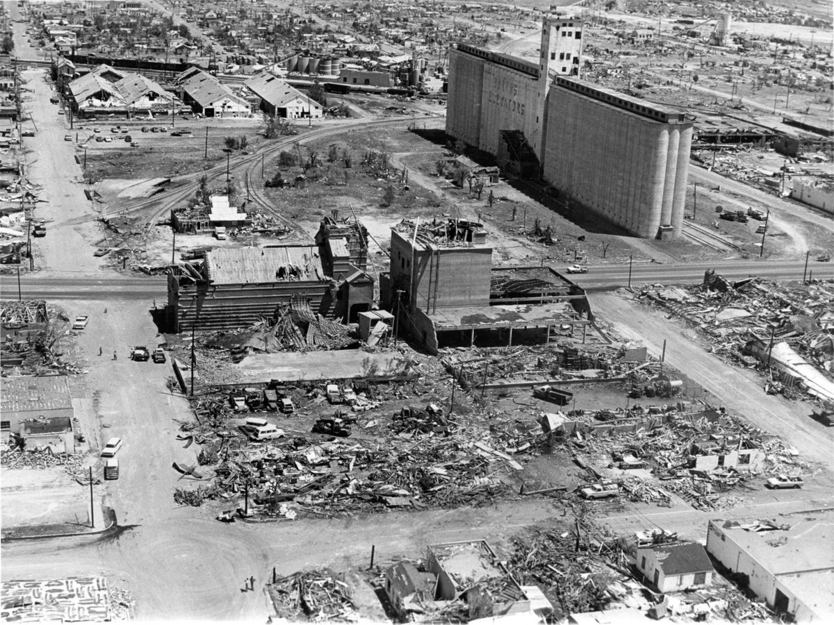 spann's tweet photo. ON THIS DATE IN 1970: During the evening hours of May 11, 1970, an extremely violent multiple-vortex tornado struck a large portion of the city of Lubbock TX. It resulted in 26 fatalities and an estimated $250 million in damage (equivalent to $2.07 billion in 2025).

It was in its time the costliest tornado in U.S. history, damaging nearly 9,000 homes. The twister hit a 30-story building in downtown Lubbock, twisting the structure and blowing out all the windows, but leaving it intact.