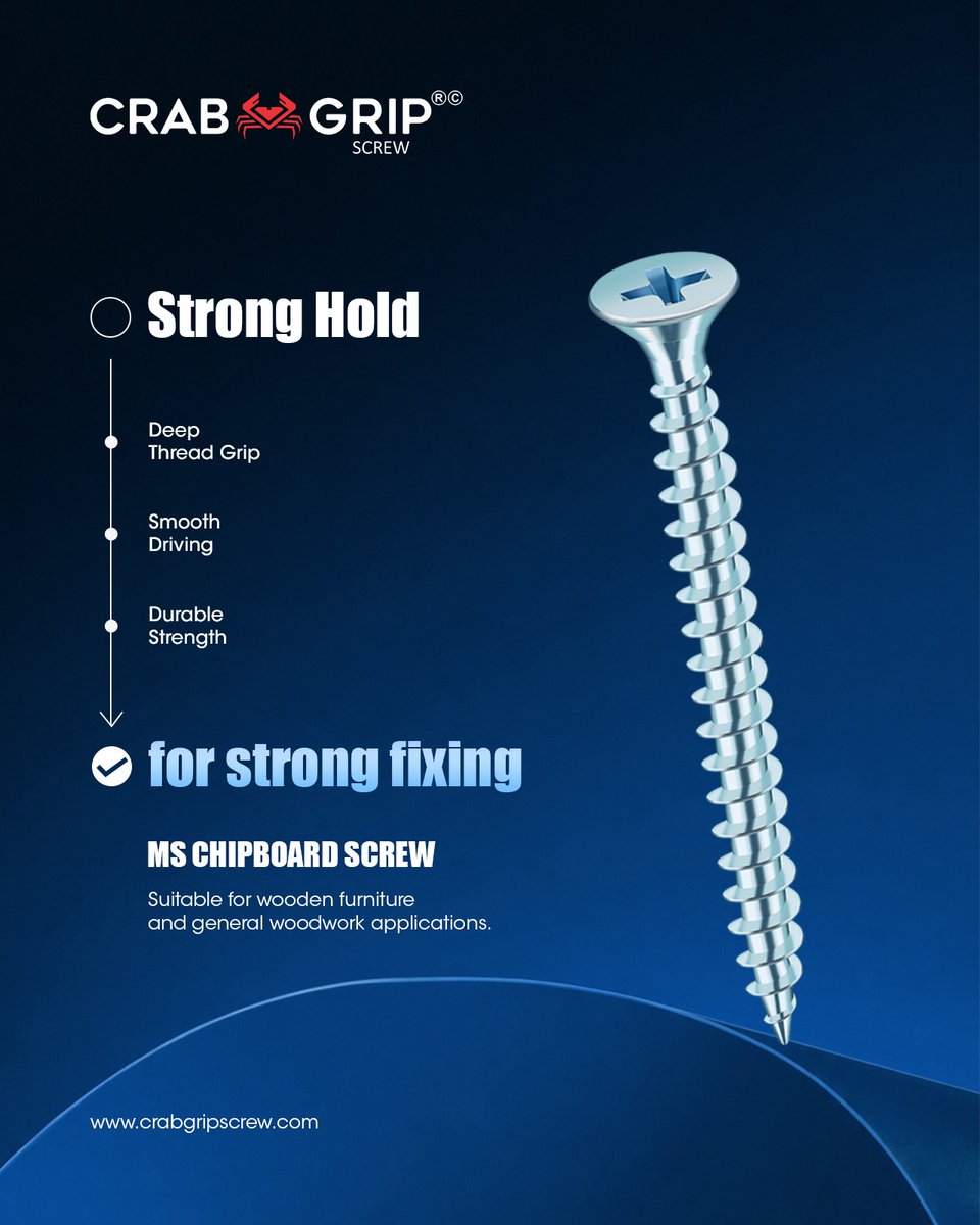 ibais_wooden's tweet photo. CRAB 🦀 GRIP SCREW

INDIA's most trusted screw brand since 1989

MS Chipboard Screw​

For inquiry via WhatsApp click:  https://t.co/XgPDGSvG0T

CRAB GRIP LIMITED [Rajkot]
Customer Care No.: +91 99099 97000
#chipboardscrew #screw #screwmanufacturer
.
@ibais_wooden 
@crabgripscrew https://t.co/DMqljfrwbL