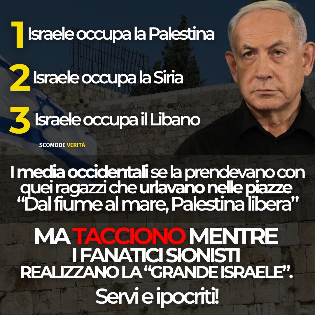 I media se la sono presa con chi nelle piazze urlava “Palestina Libera, dal fiume al mare”. Sono gli stessi che stanno zitti mentre i terroristi israeliani realizzano la Grande Israele dal fiume al mare. Leggete 👉 alessandrodibattista.substack.com/p/dal-fiume-al… e iscrivetevi al mio canale Substack