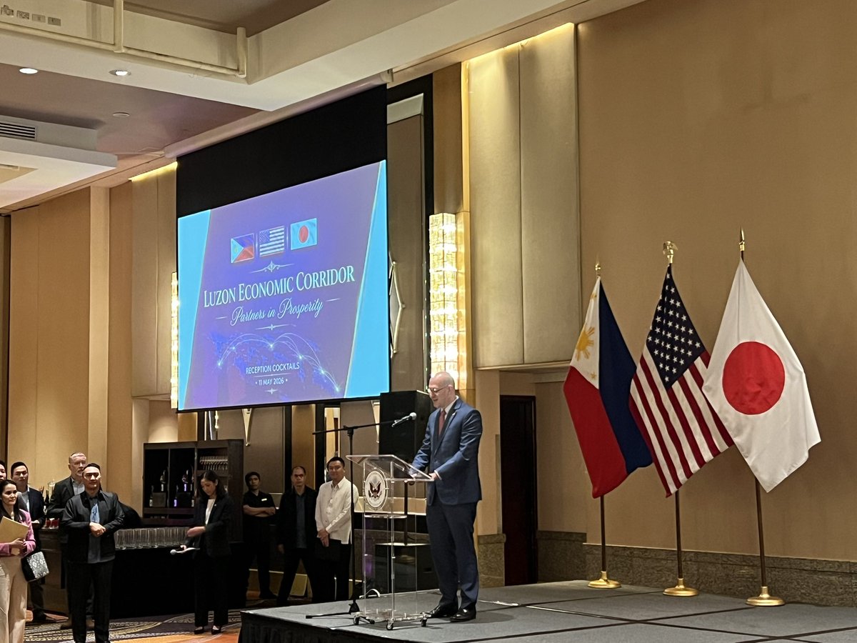 loganzapanta's tweet photo. The US Embassy in the Philippines holds a reception night for the Luzon Economic Corridor, the trilateral partnership between the US, the Philippines and Japan formed in 2024 to advance infrastructure development across Subic Bay, Clark, Manila and Batangas. @inquirerdotnet https://t.co/FgFNal7pAc