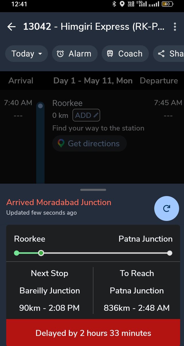 atul6948's tweet photo. @RailMinIndia @RailwaySeva, Himgiri Express 13042 pahle 1 ghanta aur ab poore 4 ghante 30 mint late chal rahi hai pareshani ka thoda to khayal kijiye
PNR: 2155563337
Kripya is deri ka sangyan lein aur train ko jald se jald nikalne ki vyavastha karein #IndianRailways #HimgiriExp https://t.co/kPpf0IG4Qs