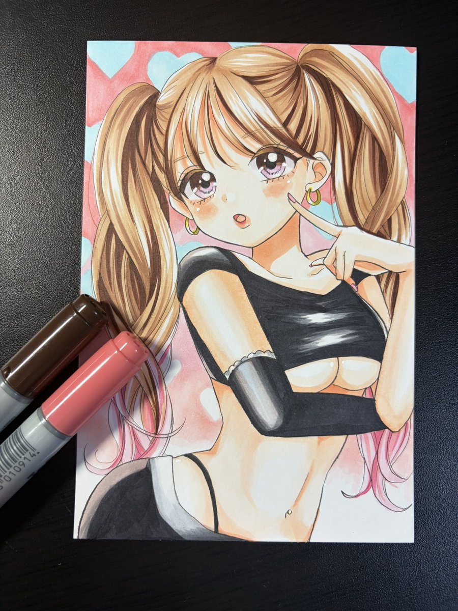 s*n様 ♡ オリジナル　手描きイラスト　ツインテちゃん アナログイラスト♡ 小悪魔ツインテール #手描きイラスト #アナログイラスト #コピック