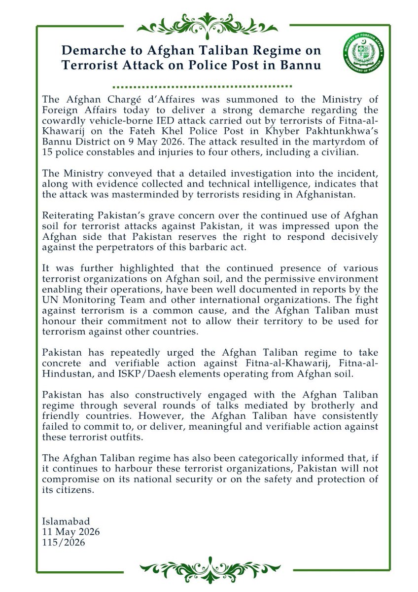 Ministry of Foreign Affairs - Pakistan tweet media