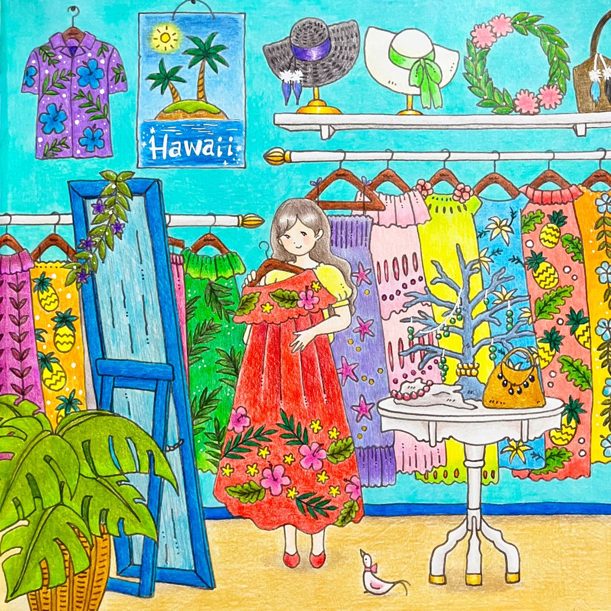 完成🖍️No.047 ハワイ諸島「リゾートワンピース」より。 #大人の
