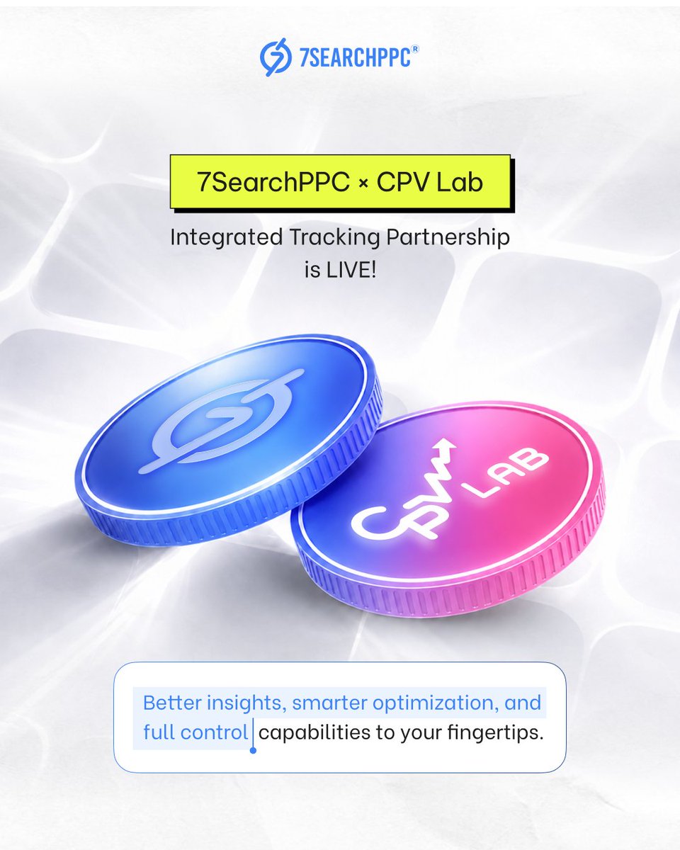 7searchppc_ads's tweet photo. Big announcement!
@7searchppc_ads x @CPVLabPro Integrated Tracking Partnership is now LIVE! Better insights.
Smarter optimization. 
Start tracking smarter today at https://t.co/63WIGd1I8r
#7SearchPPC #CPVLab #AdTracking #PPCMarketing #PerformanceMarketing #AffiliateMarketing https://t.co/ukQZoMtXAW