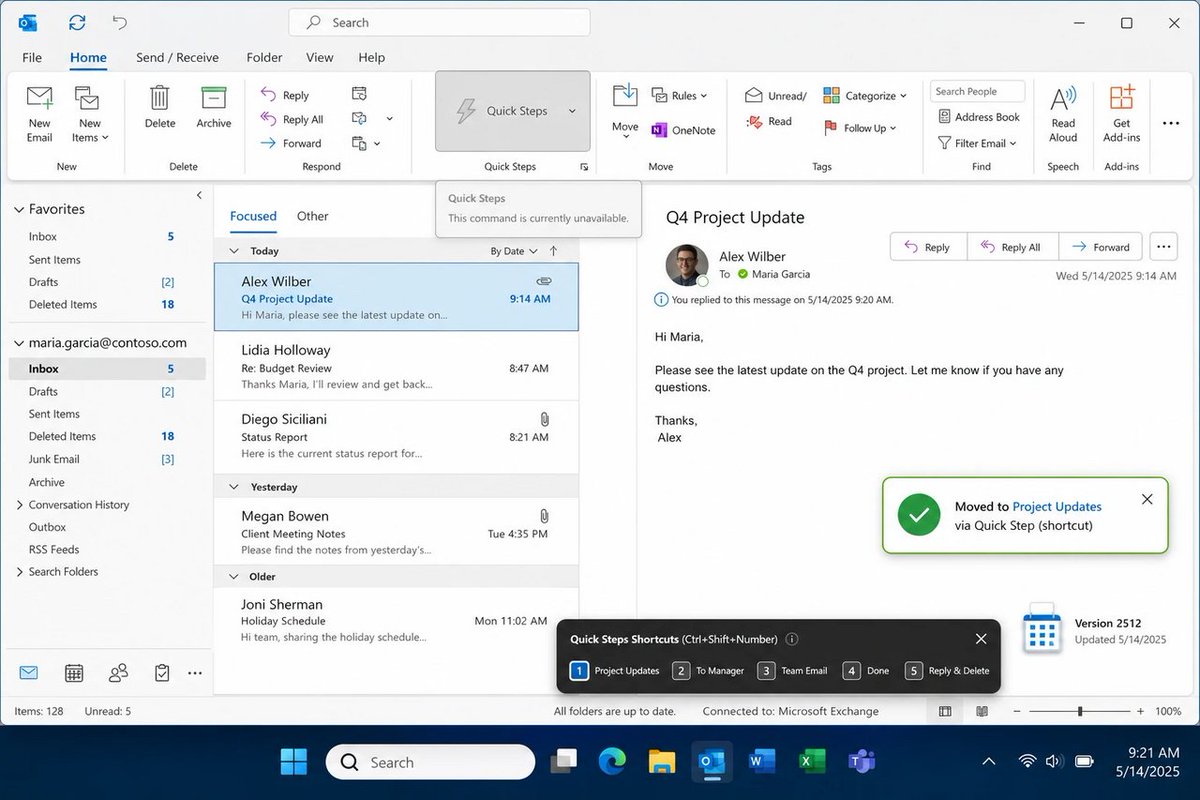 windowsforum's tweet photo. 🪟 Outlook 2512 grays out Quick Steps like it’s shy… but keyboard shortcuts still work. Classic “we fixed it” vibes. This matters: old workflows = trust, and Microsoft keeps tugging at that thread. #Windows #Outlook #Productivity
https://t.co/DdWP6KkzMi
#QuickSteps #ClassicOut… https://t.co/AvkSjYFCzk