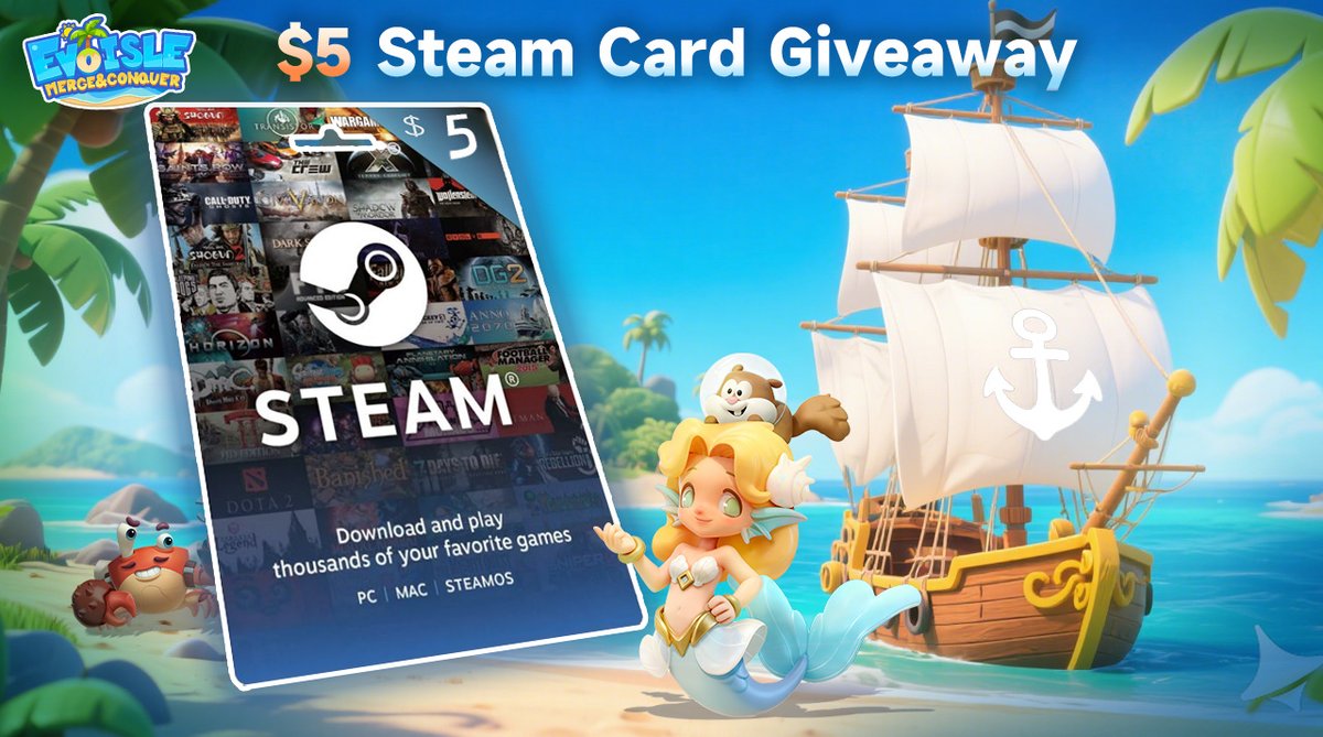 EvoIsleMerge's tweet photo. The island adventure is about to be revealed! 🏝️
Drop your best guess in the comments—what do you think the core gameplay will be?  5 sharp-eyed lords to guess correctly will win a $5 Steam Gift Card! 🎁
📌 How to Join (It's a breeze!):
1️⃣ Follow our account 👉 @EvoIsleMerge
2️⃣ Tag two fellow lords in the comments 
3️⃣ Share your guess about the core gameplay
🗓️ This event ends on May 19th at 8:00 AM (UTC+0) — don't let it slip through your fingers, my lord! ⚔️
#EvoIsleMergeConquer #SteamGiveaway #SLG #TD #Merge2 #giveaway