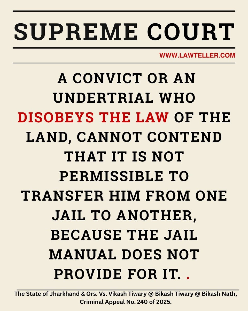 Lawteller's tweet photo. The State of Jharkhad &amp; Ors. Vs. Vikash Tiwary @ Bikash Tiwary @ Bikash Nath, Criminal Appeal No. 240 of 2025.

https://t.co/JCRcvkO8cV

#LawTeller #IndianLaw #LegalUpdates #LegalInsights #LegalProfession #Litigation #HighCourt #SupremeCourtOfIndia #IndianJudiciary #Advocates https://t.co/SDMitFWI4O
