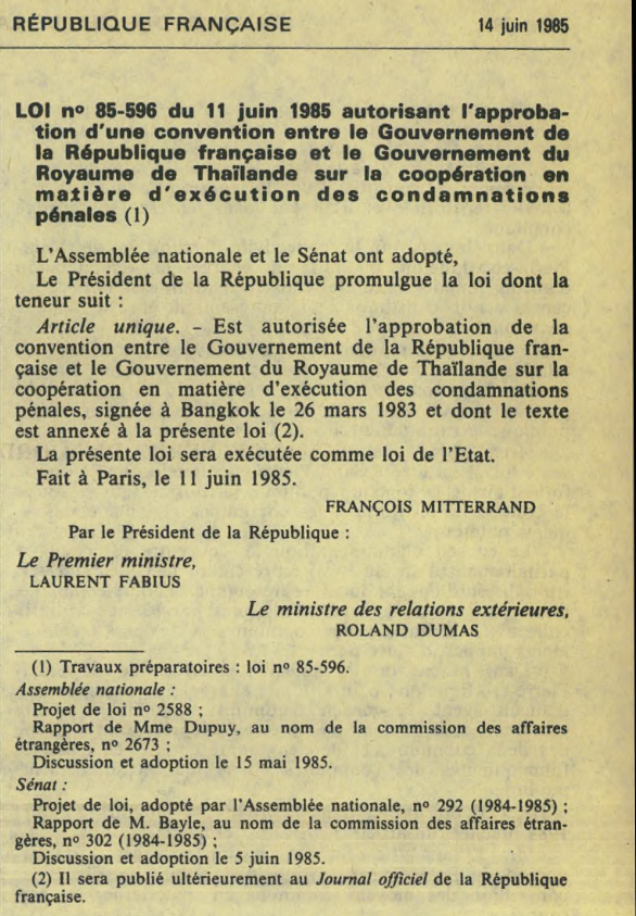 Casimir_Noir's tweet photo. 1985 Approbation d'une convention entre France et Royaume de #Thailande sur la coopération en matière d'execution des condamnations pénales.
(dite convention rapatriement pédo-touristes)
https://t.co/ycDcXhv6zZ
Initié par #JeanPierreBAYLE commission des affaires étranges https://t.co/FCoNlVmBtl