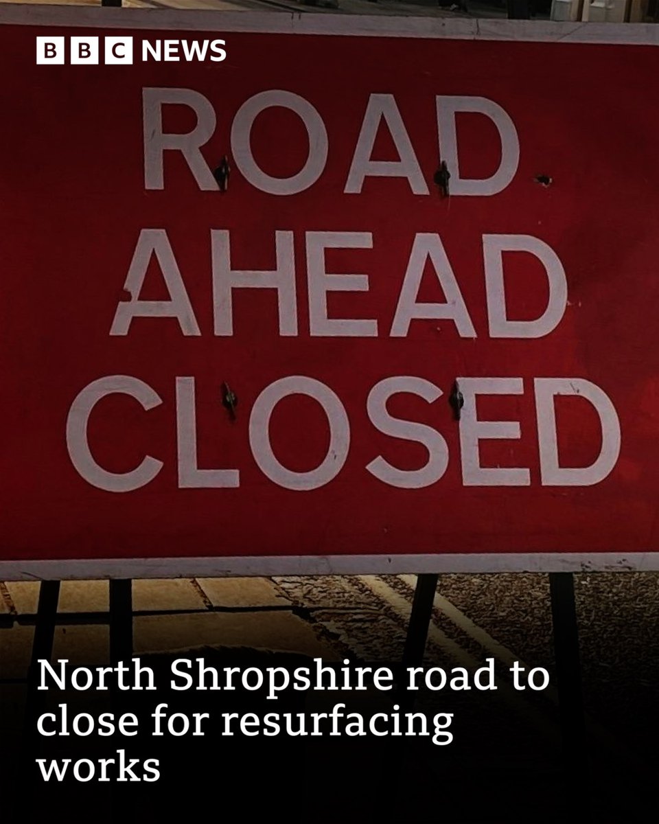 BBCShropshire's tweet photo. ⛔️ The road is to be resurfaced from Tilstock roundabout to Wrexham roundabout.
 
READ MORE:
👉 https://t.co/XWLWDrohMz https://t.co/VbFODEvU1N