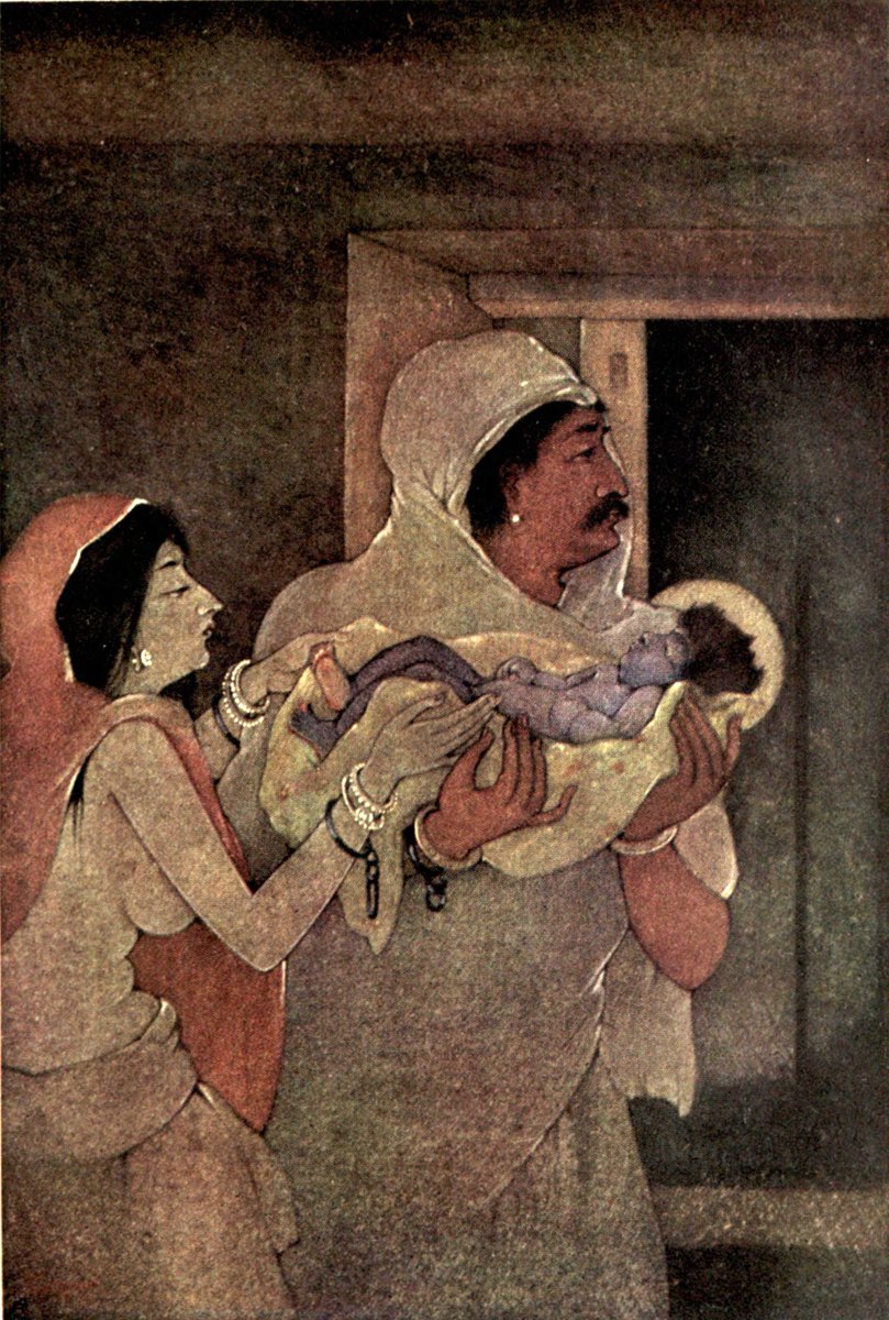 The Birth of Krishna by Nandalal Bose, 1914.