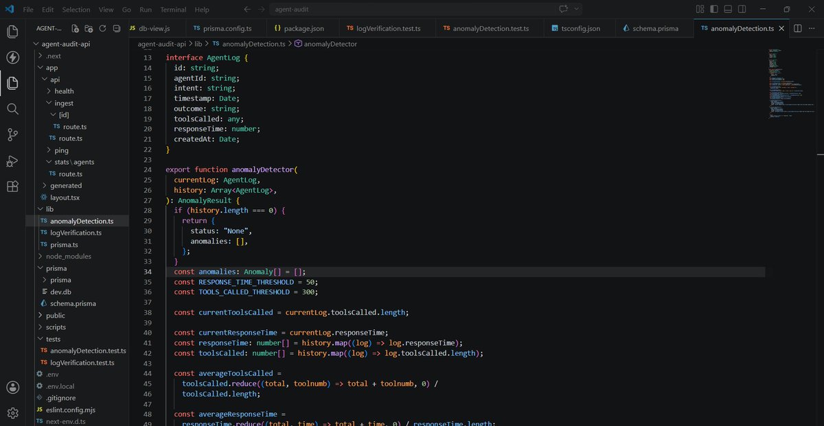codegobli's tweet photo. So I did something 

built an observability API for AI agents 

Every run automatically gets:
Intent vs outcome verification
Behavioral anomaly detection
API key auth

built with: Next.js · TypeScript · Prisma · PostgreSQL

Live: https://t.co/h0s9krQL3W https://t.co/jA97jaaMAx