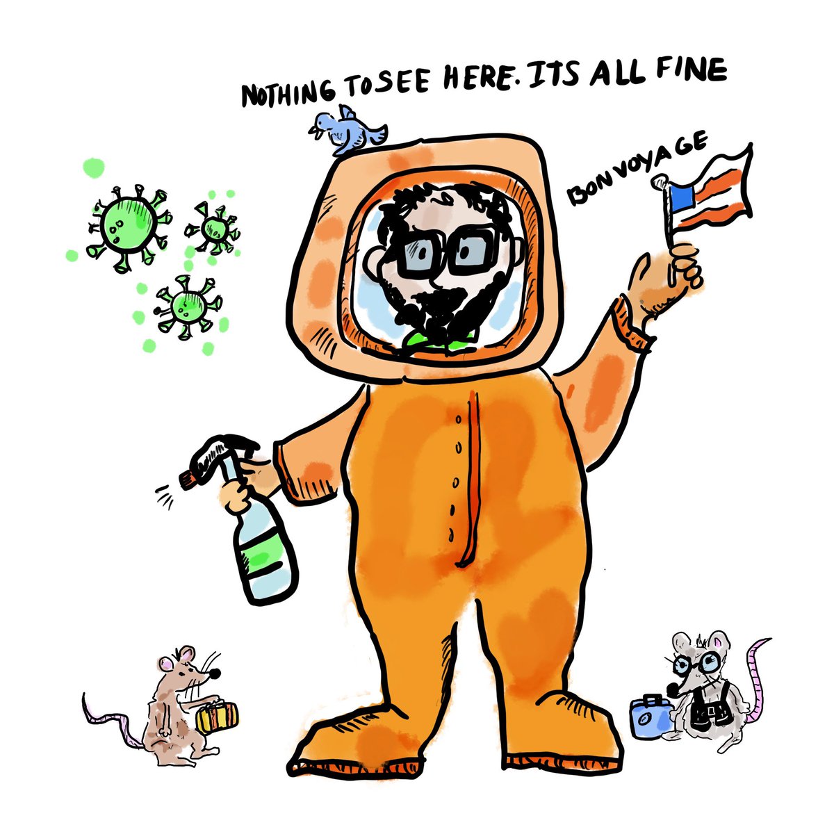 DuckPandemic's tweet photo. @quay_dr Nothing to see here no problem trust us we were so transparent during covid .. Sure they can fly a commercial airline flight home yet the @Who is just wesring their big orange 🦠 virus suits https://t.co/DqvekzLuSJ