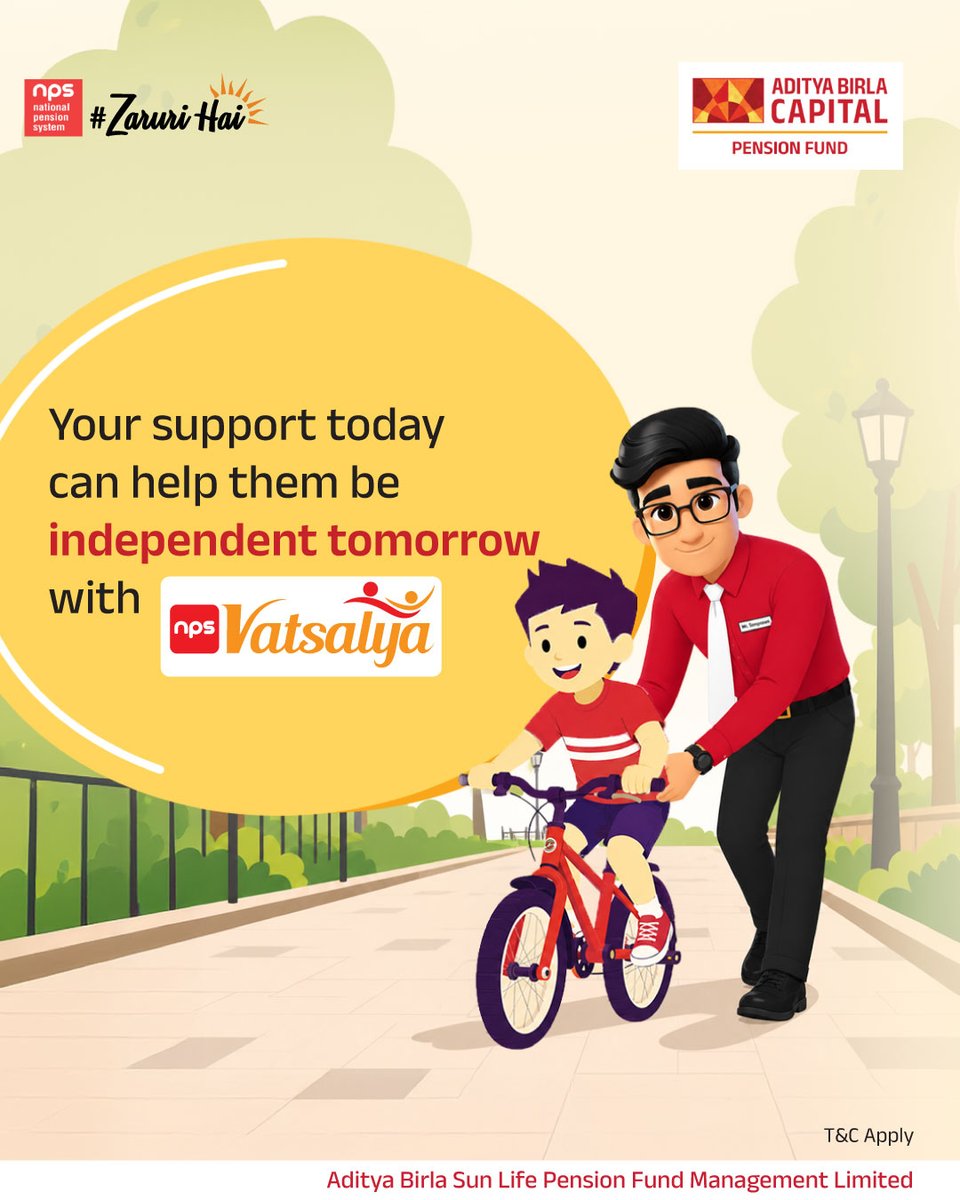 abslpml's tweet photo. Why wait for them to grow up to start their retirement fund? With NPS Vatsalya, you're not just saving for their future; you're teaching them the power of being 'Samajhdaar' from day one. Give them the gift of a worry-free adulthood.

@PFRDAOfficial 
@abcapital
@AdityaBirlaGrp https://t.co/QYQ54d0vKH