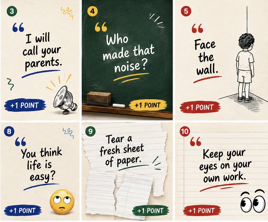 Back2schoolA's tweet photo. If you heard any of these growing up, congratulations… you deserve therapy and an award

What’s your score out of 9? 😂👇

Also, remember that many children in Nigeria are still missing the school experience

Help us send more children back to school

#GrowingUpNigerian https://t.co/o4I4SVcLTv