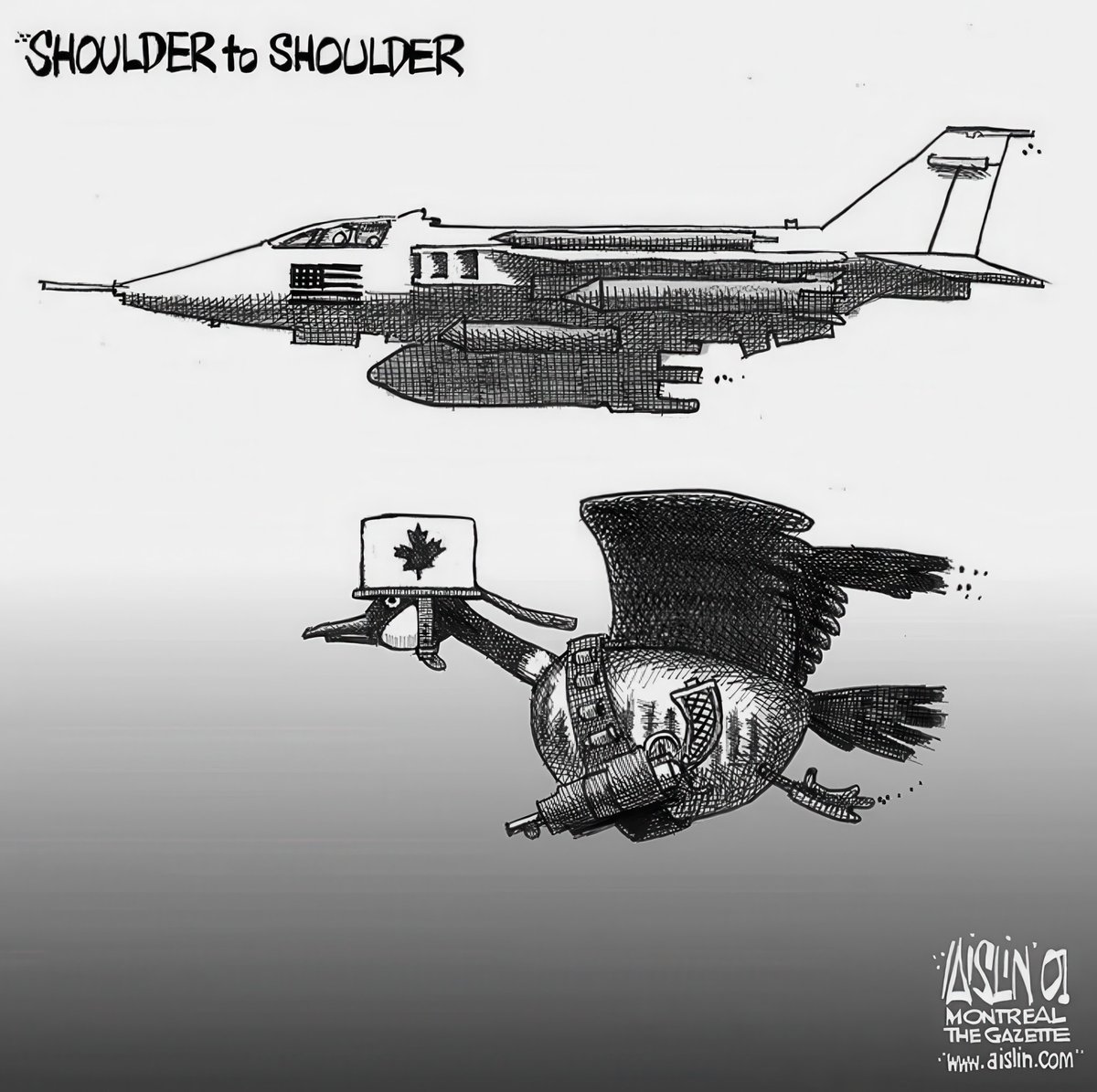 oldcanadaseries's tweet photo. A cartoon in the Montreal Gazette from October, 2001 emphasizing Canada's support for the US after 9-11. More than 150 Canadians would die in the subsequent war in Afghanistan, supporting the US. https://t.co/u5LY9i4BHh