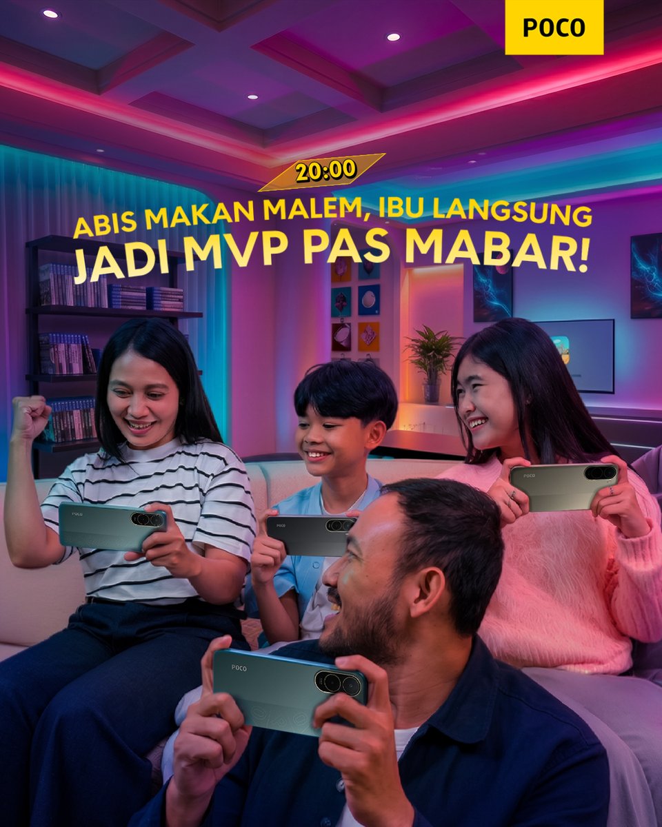 POCO_ID's tweet photo. Awalnya cuma mabar santai. Tau-tau jadi ranked vibes satu rumah ๐ฅ
Bareng POCO C81 Pro, siap-siap lobby rumah nggak pernah sepi!
#POCOnyaBeraksi #POCOC81Pro #CoolForEveryone https://t.co/zcJMwHtbNi