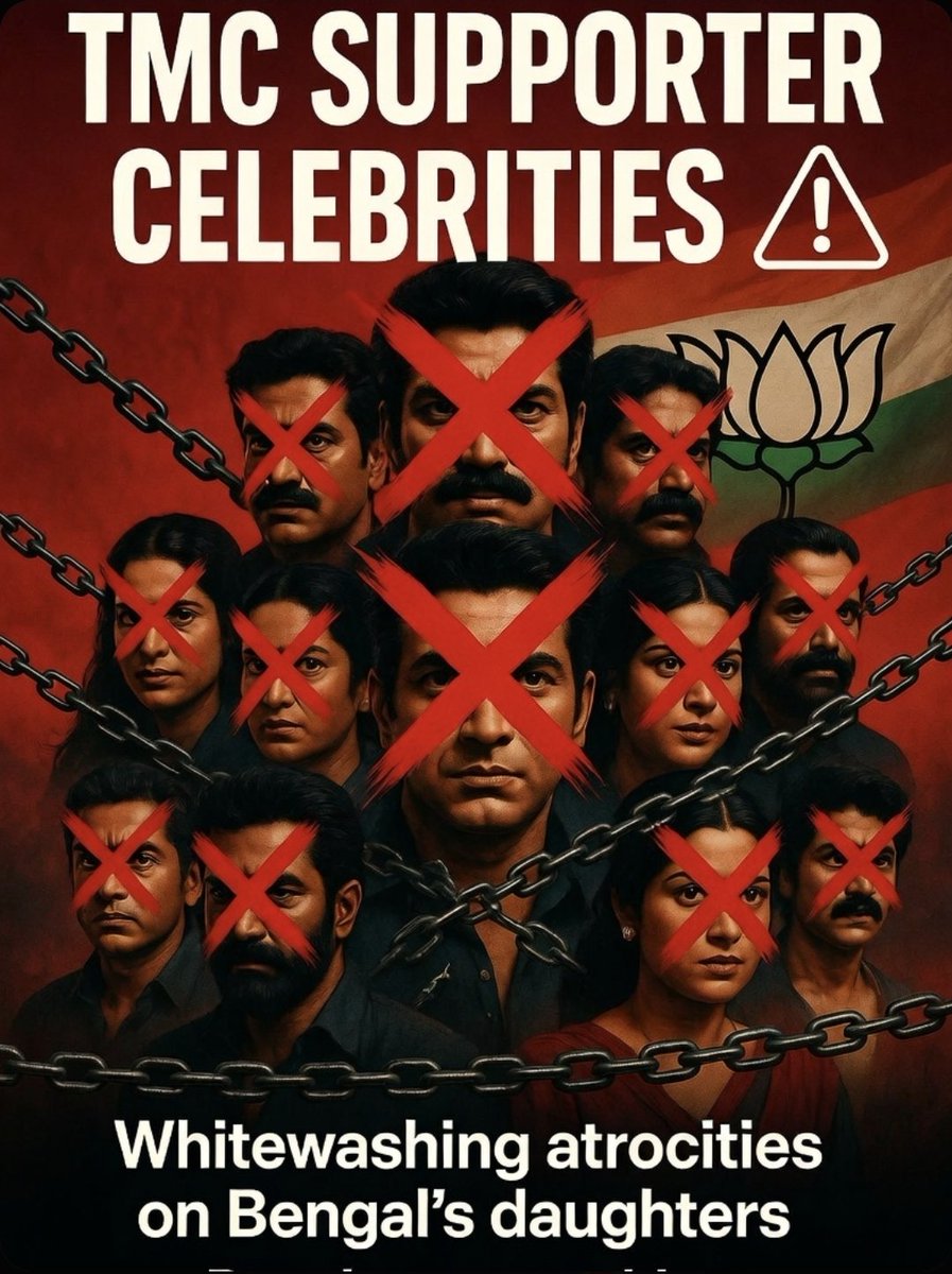 araPrince89's tweet photo. @rishibagree @TheRetweeter_x These people are going to whitewash the atrocities on the daughters of Bengal. Artists who glorify TMC's atrocities!
The public will remember everything now.
#BengalWithBJP #ExposeTMC https://t.co/8HNWRm2HRG