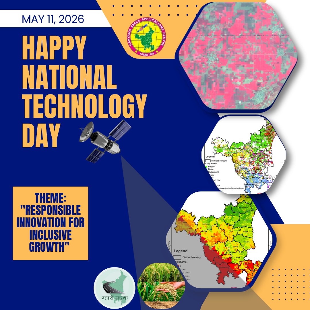 CenterHarsac's tweet photo. #विज्ञानTech2026
On National Technology Day, @CenterHarsac  celebrates power of innovation in transforming lives! 
Following this year's theme- Responsible Innovation for Inclusive Growth, we remain committed to leveraging geospatial excellence for citizen's welfare.
#TechDay2026 https://t.co/lZpUgaJEw3