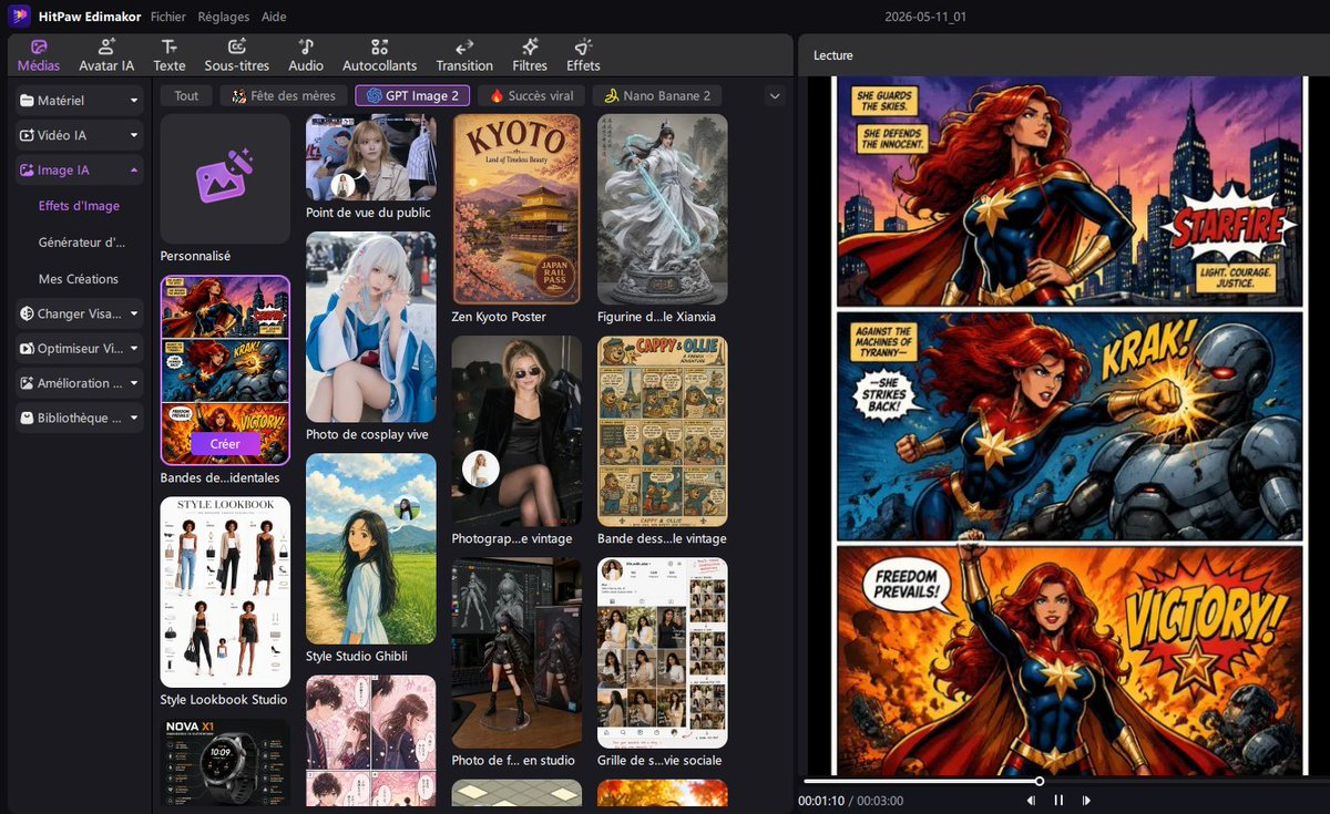 edimakorfr's tweet photo. 🎨 Transformez vos idées en BD en un clic avec GPT-Image2 sur Edimakor !
Aucune compétence en dessin nécessaire 😮
🔥 Essayez GPT-Image2 sur Edimakor : https://t.co/zzY8NUIcHK
#Edimakor #GPTImage2 #AIArt #ComicAI #BandeDessinee #MangaAI #IA #Storytelling #ComicStrip #AIComic https://t.co/sk9XZwhNkE