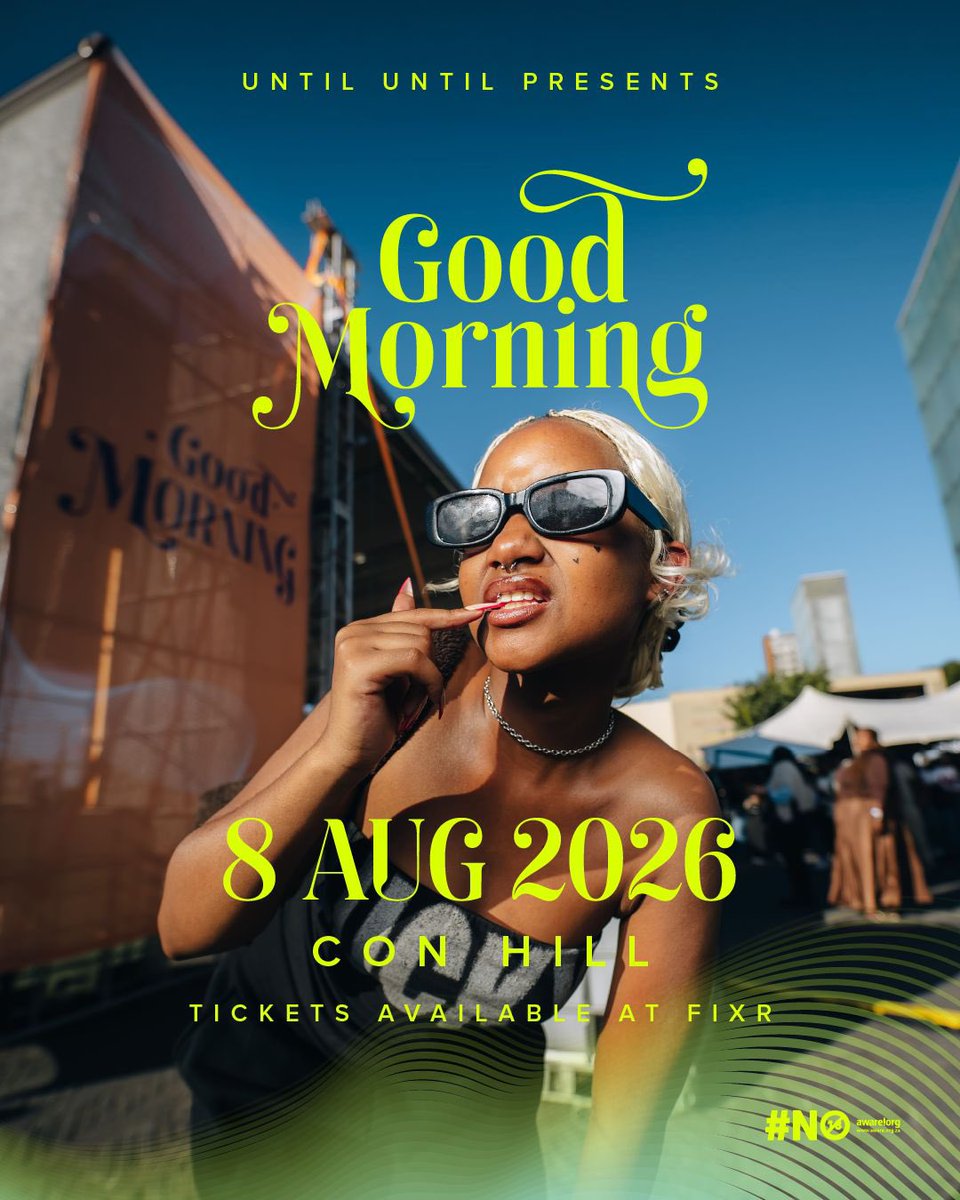 untiluntil_za's tweet photo. JESSICA, we are live!!! 

Get Early Bird tickets for Good Morning on the 8th Aug 2026. The perfect day with Good Music, Good Food, Good Vibes &amp; Good People. 

Early bird tickets are limited so tell your friends to tell their friends before it’s a situation.

🎟️ Ticket Link In Bio https://t.co/IKNGFqfVwU