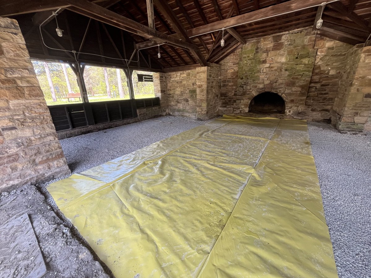 AlleganyPaul's tweet photo. Excellent progress on the Quaker picnic shelter. Looks like they’s be laying the new flagstone this week! https://t.co/wCtQPRLYXo