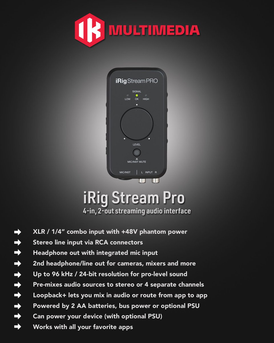 trimacindia's tweet photo. iRig Stream Pro
Takes your podcasting and streaming to an all-new level.
#iRig #Streampro #Ikmultimedia https://t.co/RLkLlU1SrJ